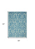 2' X 4' Blue Damask Power Loom Area Rug